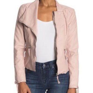 NEW BLANKNYC Pink Faux Leather Fitted Moto Jacket